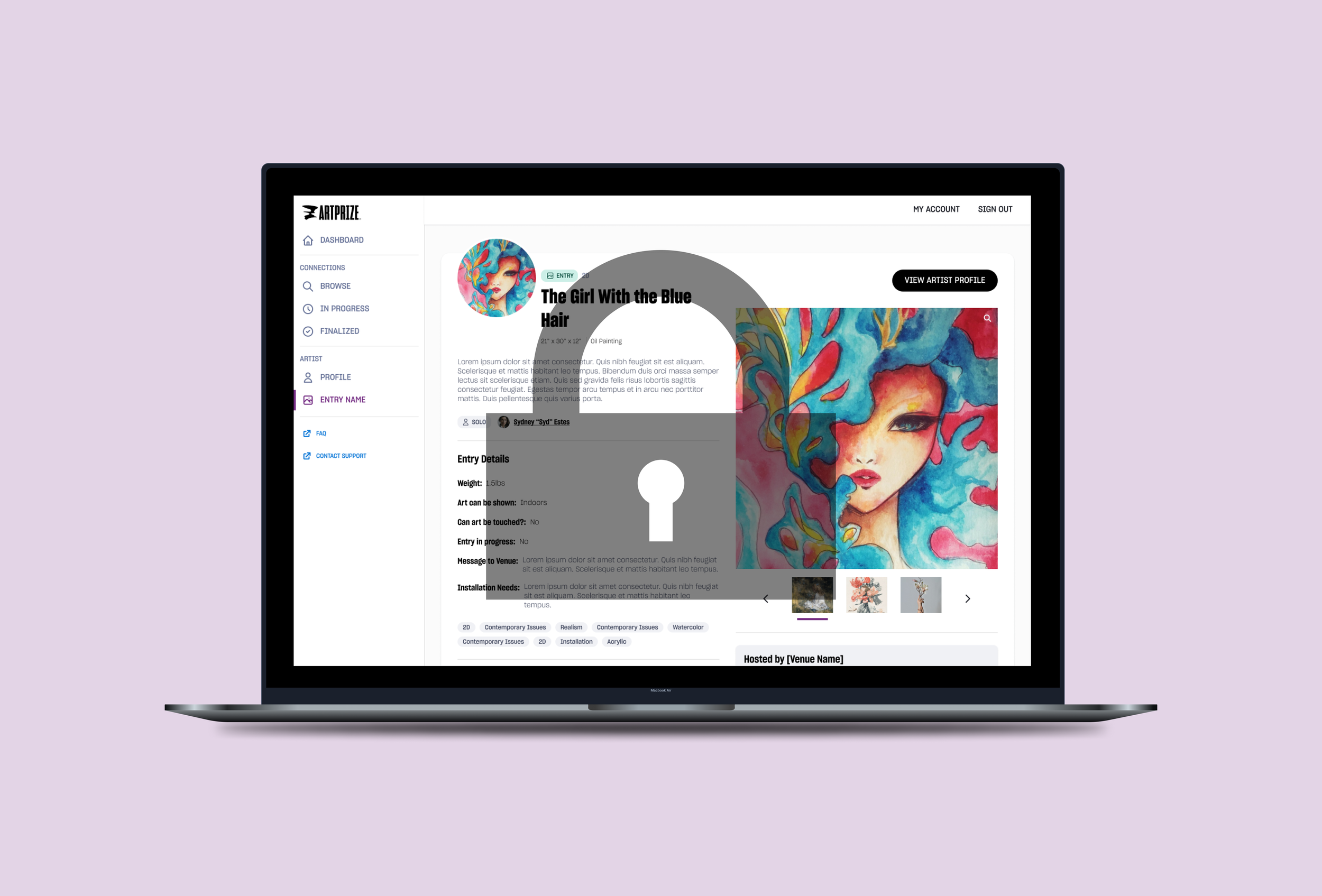 Image of ArtPrize Portal home page on desktop